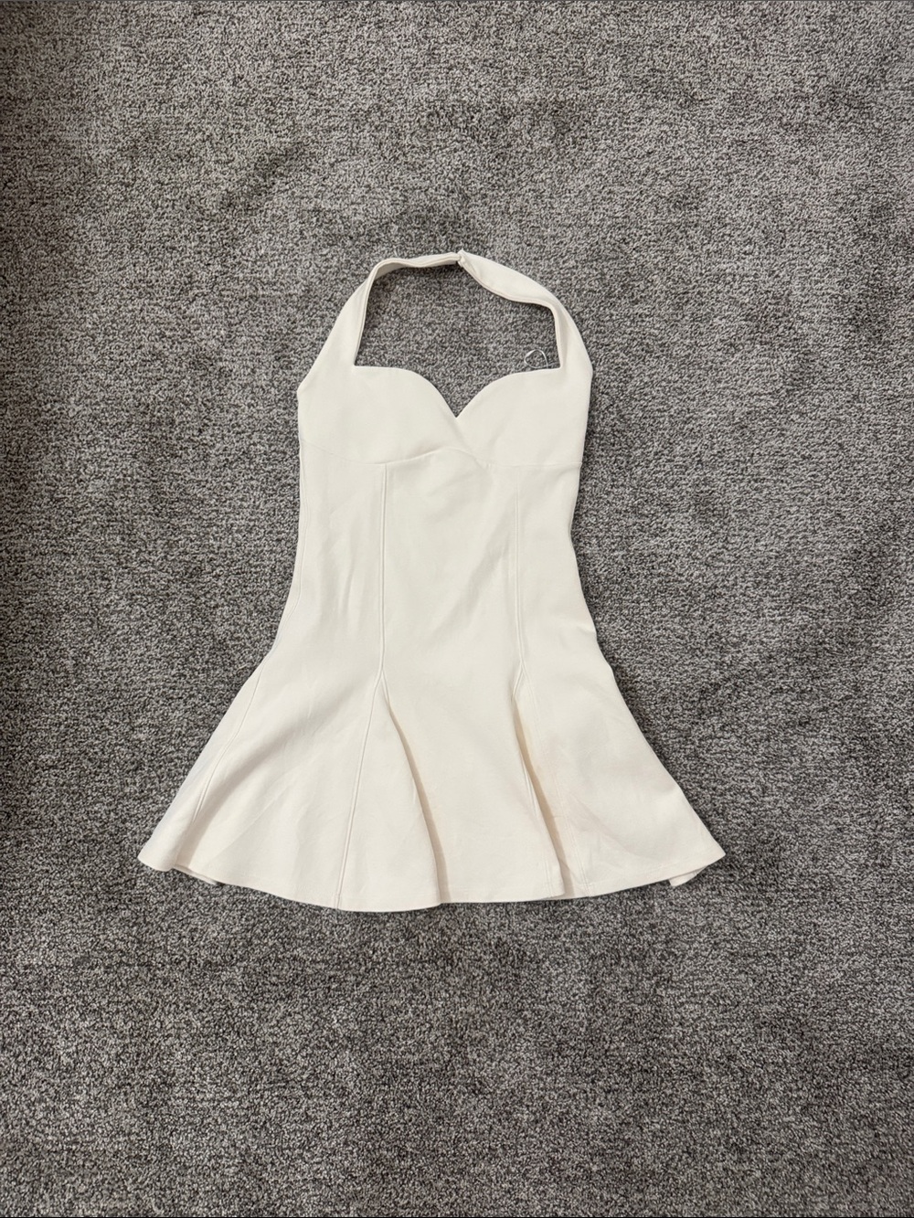 Zara Cream Halter Fit-and-Flare Dress